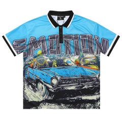 Blue “Road Rage” Button Up Tee