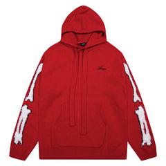 Red Core Knitted Sweater Hoodie
