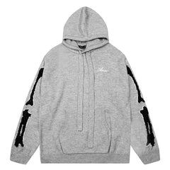 Grey Core Knitted Sweater Hoodie