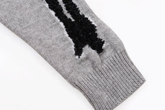 Grey Core Knitted Sweater Hoodie