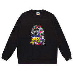 Ape Head Cartoon Pattern Print Sweatshirt