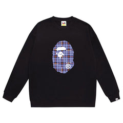 Ape Head Plaid Pattern Print Sweatshirt