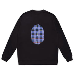 Ape Head Plaid Pattern Print Sweatshirt
