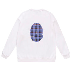 Ape Head Plaid Pattern Print Sweatshirt