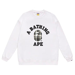 Ape Head Plaid Pattern Print Sweatshirt