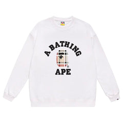Ape Head Plaid Pattern Print Sweatshirt