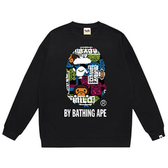 Ape Head Cartoon Pattern Print Sweatshirt