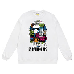 Ape Head Cartoon Pattern Print Sweatshirt