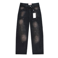 Embroidered Letter Pattern Jeans #V8272