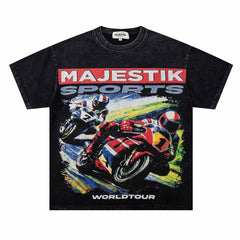 Racing Car Pattern Rhinestone Tee