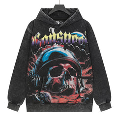 Skull Pattern Printed Hoodie