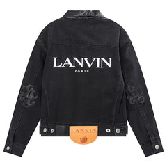 LANVIN Leather collar denim jacket