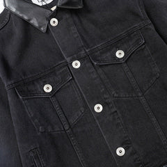 LANVIN Leather collar denim jacket