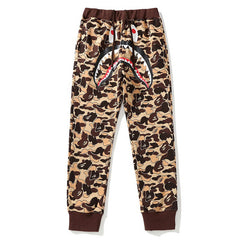 Camouflage shark head print pants