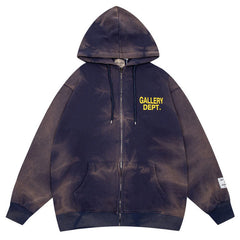 GALLERY DEPT. Logo-Print Bleached Cotton-Jersey Zip-Up Hoodie
