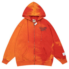 GALLERY DEPT. Logo-Print Bleached Cotton-Jersey Zip-Up Hoodie