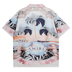 Convertible-Collar Printed Silk-Twill Shirt