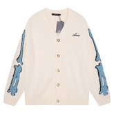 AMIRI Cotton V-Neck Bones Cardigan Sweater