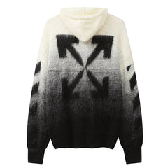 Off White Arrow Logo Knitted Sweater Hoodie