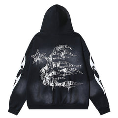 Graffiti Meteor Pattern Hoodie