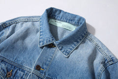 Hand drawn doodle rendering arrow distressed denim jacket