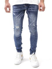 NODP Full Rhinestone Blue Jeans