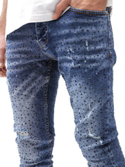 NODP Full Rhinestone Blue Jeans