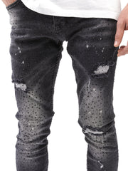 NODP Full Rhinestone Black Jeans