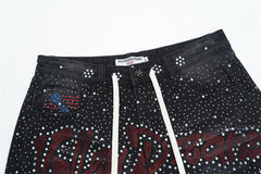 Rhinestone Denim Shorts #V807