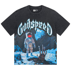 Godspeed Astronaut Meets Skeleton Hand T-shirt