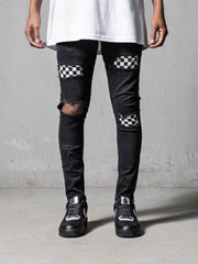 NODP Black Chequered Jeans