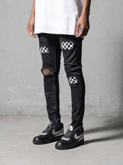 NODP Black Chequered Jeans