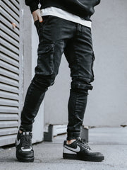 NODP Black Skinny Cargo Pants