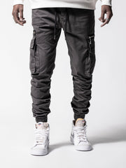 NODP Grey Cargo Slim Fit Pants