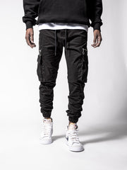 NODP Black Cargo Slim Fit Pants
