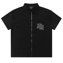 “ME” Rhinestone Zip Up Shirt Tee