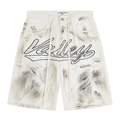 Rhinestone Pattern Denim Shorts #V806