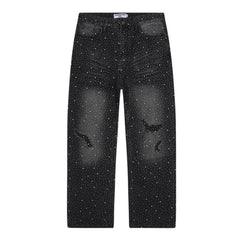 Rhinestone Pattern Jeans #V802