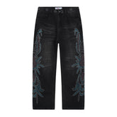 Rhinestone Pattern Jeans #V801