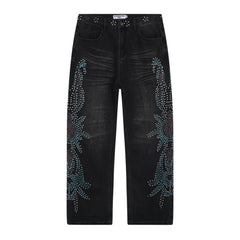 Rhinestone Pattern Jeans #V801