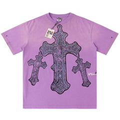 Letter Print Washed Distressed Tee
