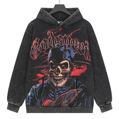 Godspeed Skull Pattern Printed Hoodie