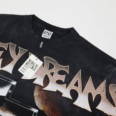 Letter Print Washed Distressed Tee
