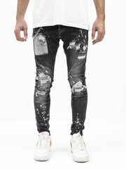 NODP Randomly Distressed Black Jeans
