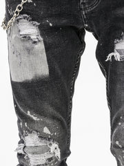 NODP Randomly Distressed Black Jeans
