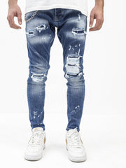 NODP Randomly Distressed Blue Jeans