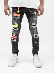 NODP Black Patchy Jeans