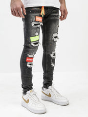 NODP Black Patchy Jeans