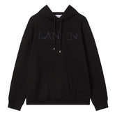 Lanvin Logo Embroidered Cotton Hooded Sweatshirt