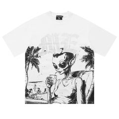 Cream “Beach” Rhinestone Tee